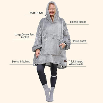 Oversized Blanket Hoodie – Wearable Sherpa Pullover for Men & Women