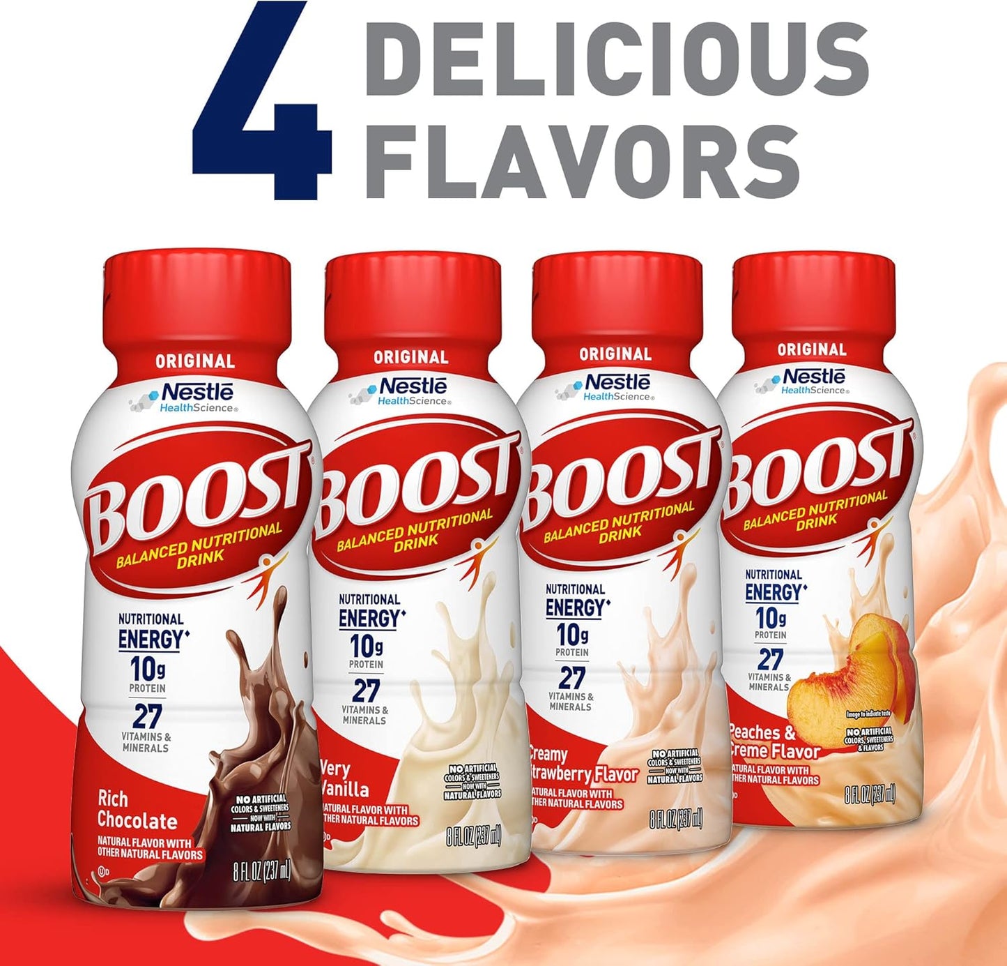 24-Pack BOOST Original Nutritional Drinks – Creamy Strawberry, 8 Fl Oz Bottles