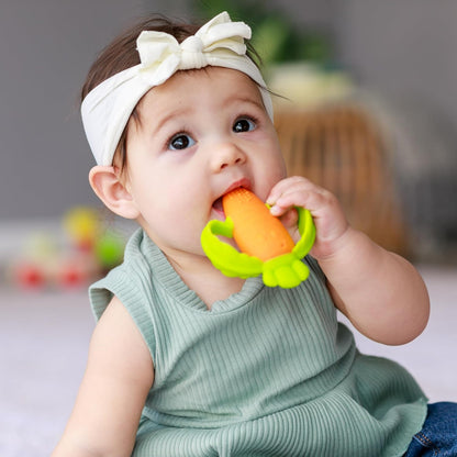Lil’ Nibbles Textured Silicone Teether, BPA-Free Baby Teething Toy, Soft, Easy to Hold, Sensory Stimulation for Infants, Carrot