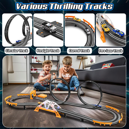 Slot Car Race Track Sets for Boys with 2 High-Speed Slot Cars, Battery or Electric Car Track