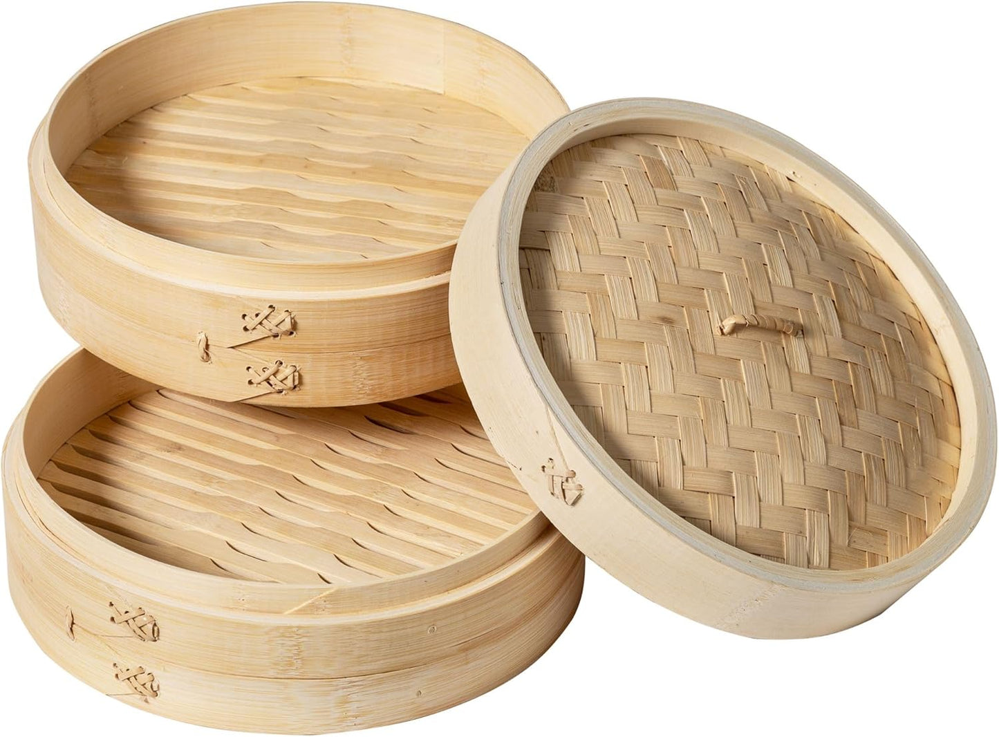 2-Tier Bamboo Steamer Basket – 10-Inch