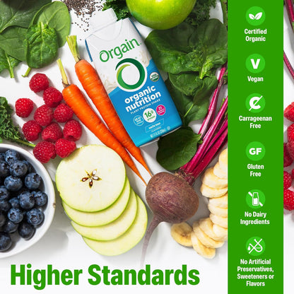 Orgain Organic Vegan Protein Shake – Vanilla Bean, 16g Plant Protein – 11 fl oz (Pack of 12)
