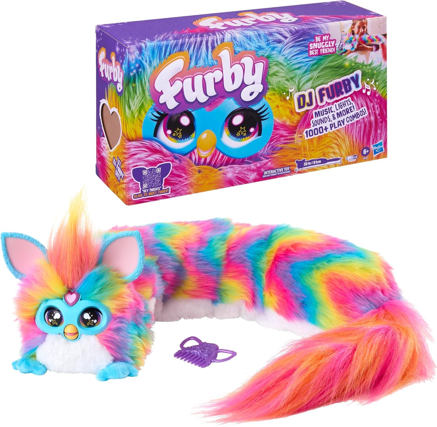 Interactive Rainbow Plush Toy: 32-Inch Snuggly with Music, Lights, Motion & Games - Ages 6+!