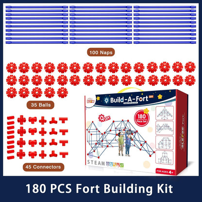180-Piece Fort Building Kit – Creative STEM Construction Set for Kids (Ages 4–8+)