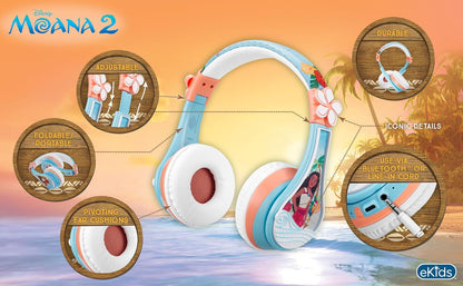Moana 2 Bluetooth Headphones for Kids – Wireless Headphones for School, Home & Travel