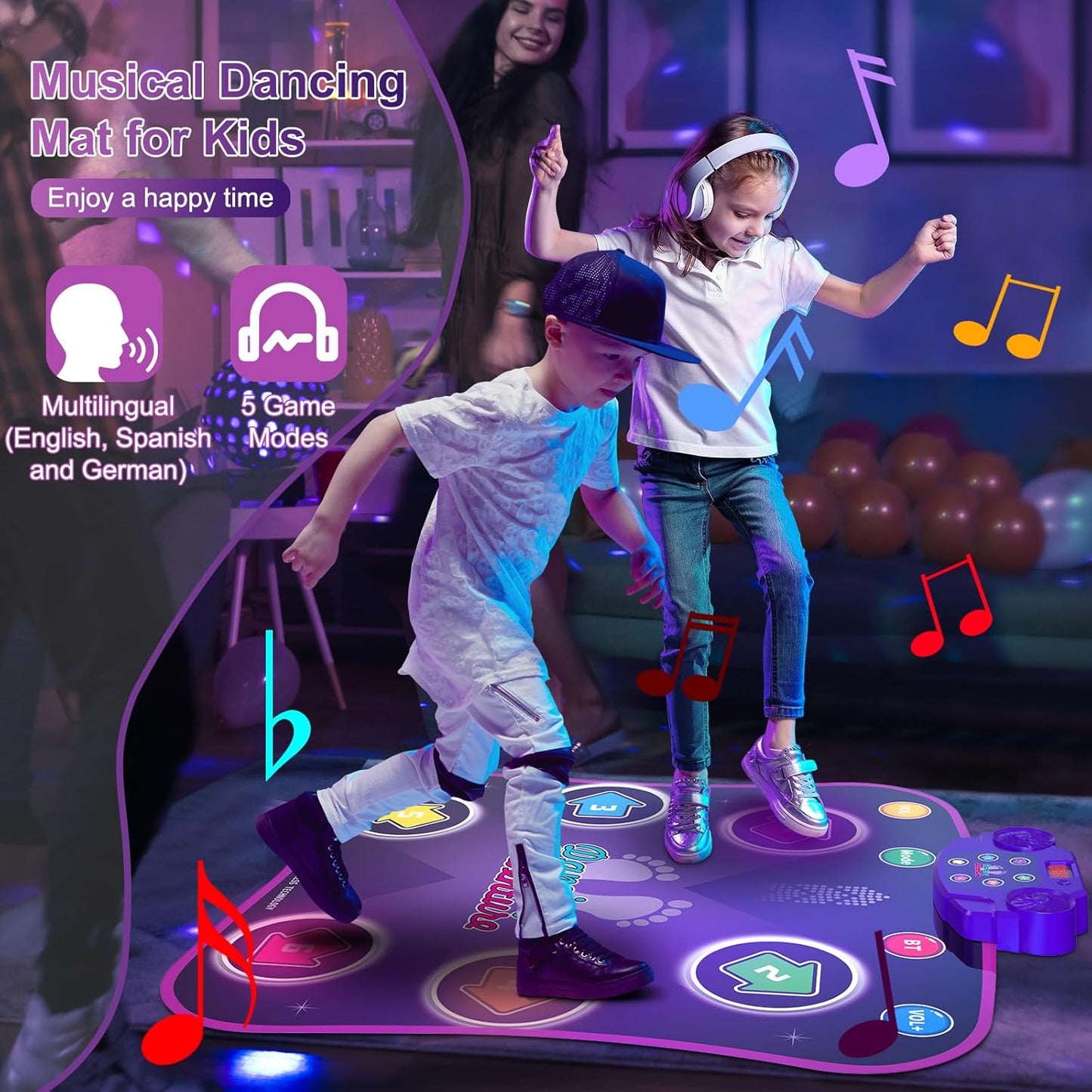 Kids Dance Mat – Light-Up Electronic Dance Pad with Bluetooth & 5 Game Modes (Ages 3–12)