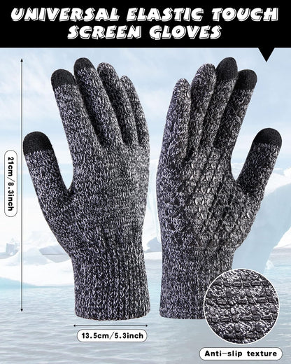 10 Pieces Winter Hat Beanie Scarf Touch Screen Gloves and Sock Set (Black, Gray)