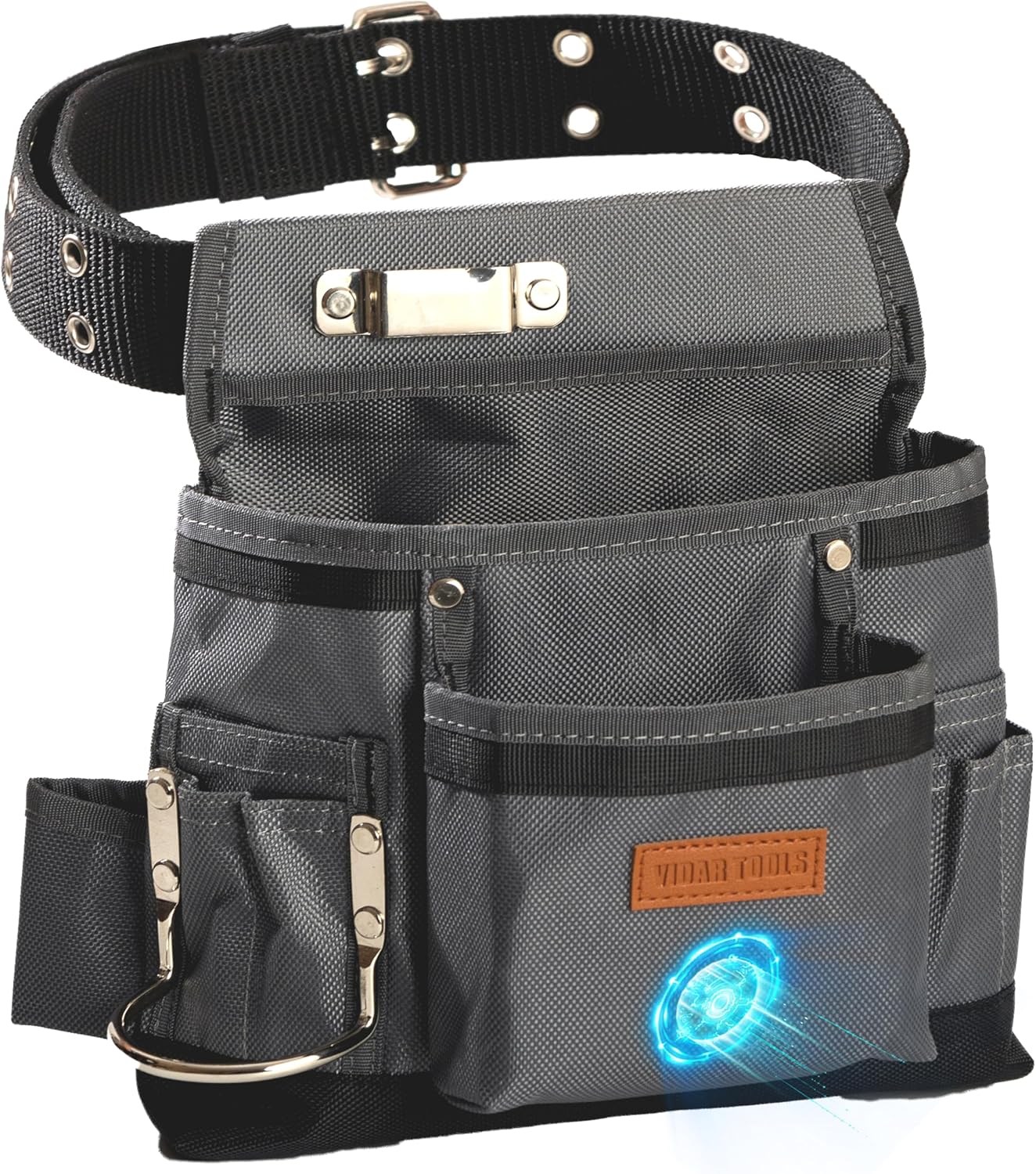 Small Magnetic Tool Belt Pouch – 11 Pocket Heavy-Duty Nylon Tool Belt for Electrician, Carpentry & Construction
