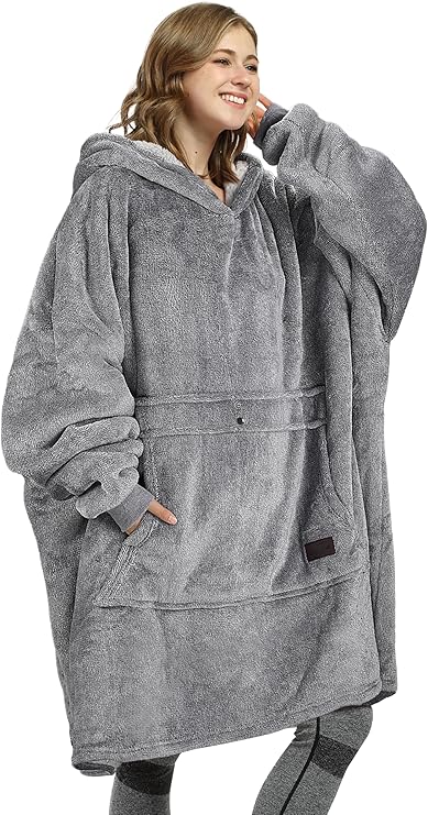 Oversized Blanket Hoodie – Wearable Sherpa Pullover for Men & Women