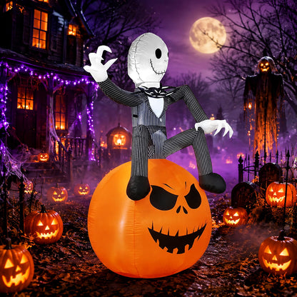 6 Ft Halloween Inflatable Pumpkin – LED Light-Up Outdoor Blow-Up Yard Decoration for Lawn & Garden