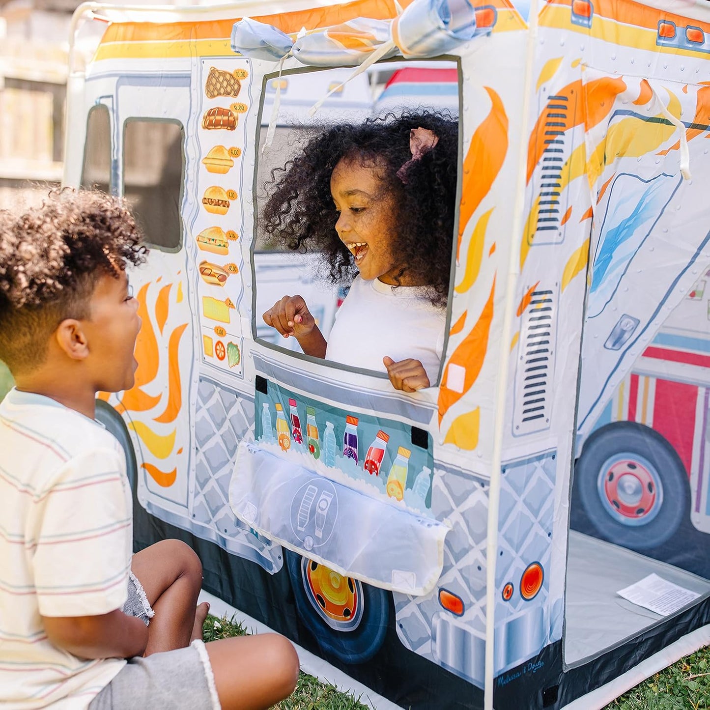 Double-Sided Food Truck Play Tent - Ice Cream & BBQ Role Play Toy for Kids Ages 3+