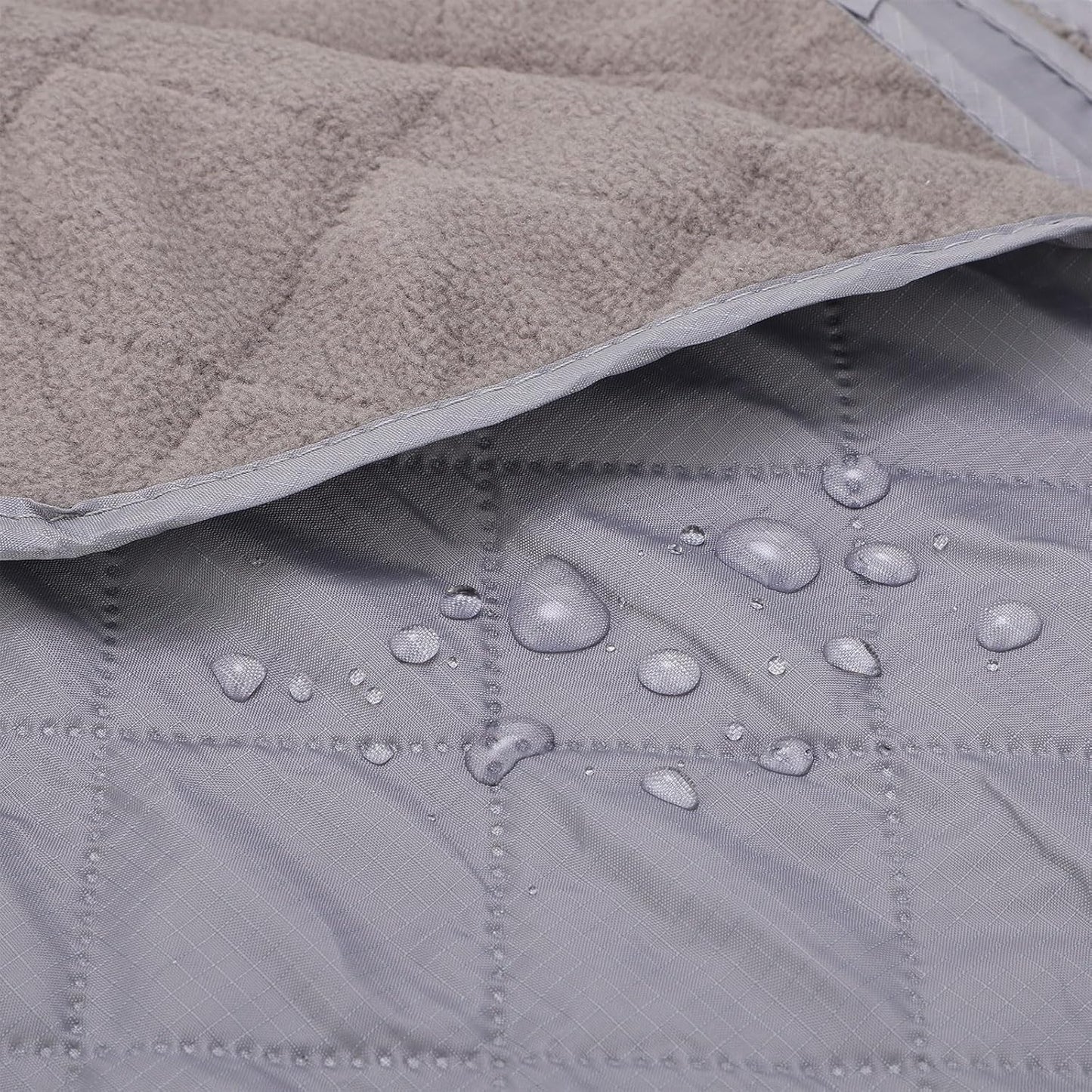 2-Pack Large Outdoor Blankets – Quilted Waterproof Windproof Fleece (78" x 55", Gray)
