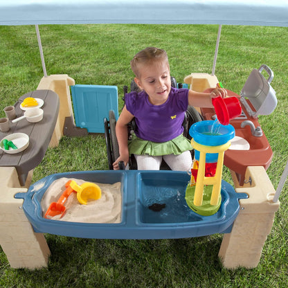 All Around Playtime Patio with Canopy Playset Room for Multiple Toddlers to Play