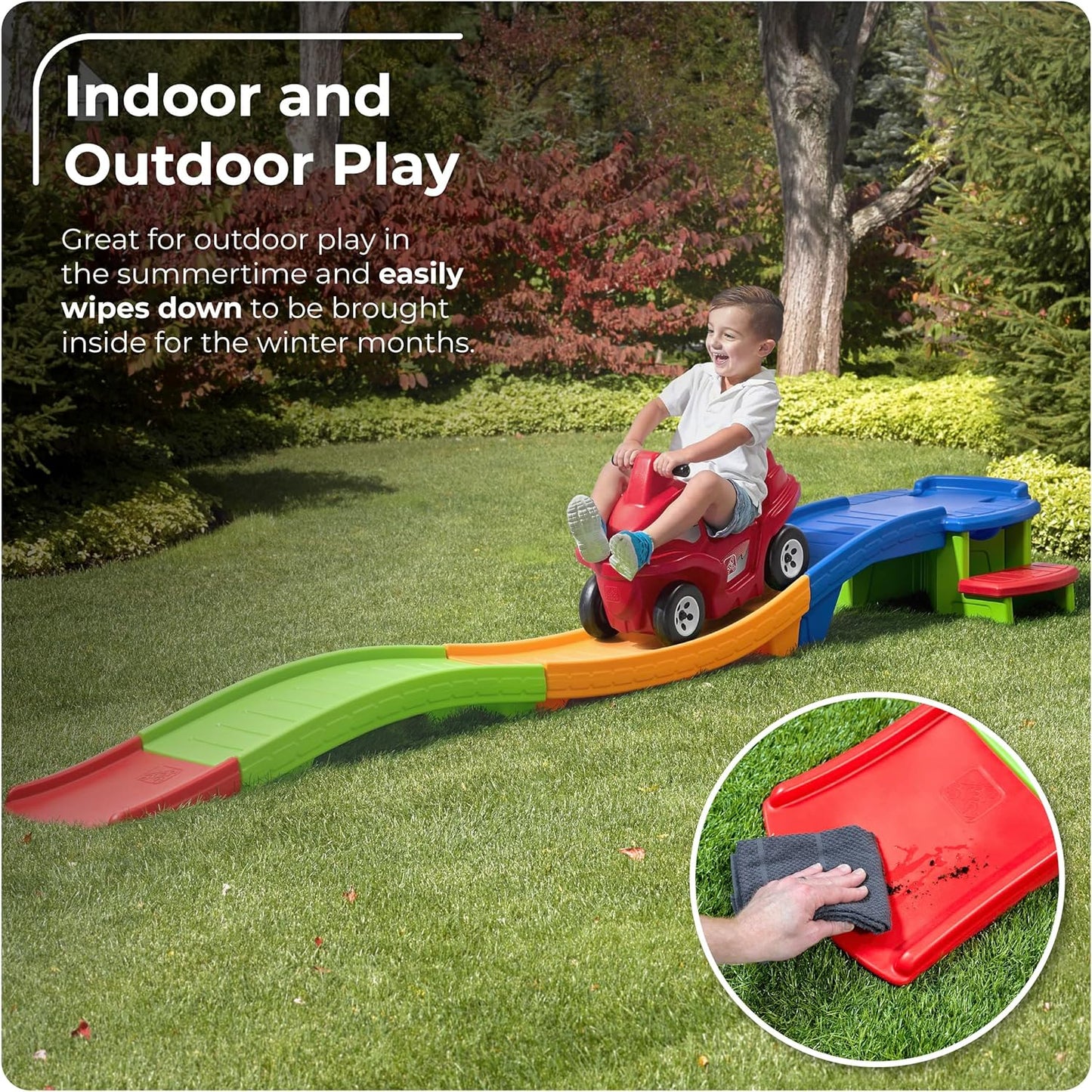 Kids Up & Down Roller Coaster – Ride-On Car Track Playset for Toddlers (50 lb Max)