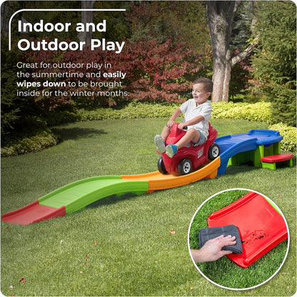 Kids Up & Down Roller Coaster – Ride-On Car Track Playset for Toddlers (50 lb Max)