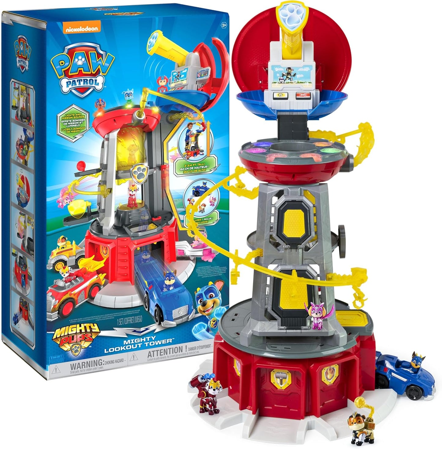 Paw Patrol Mighty Lookout Tower – Lights, Sounds, Toy Car & 4 Exclusive Figures (Ages 3+)