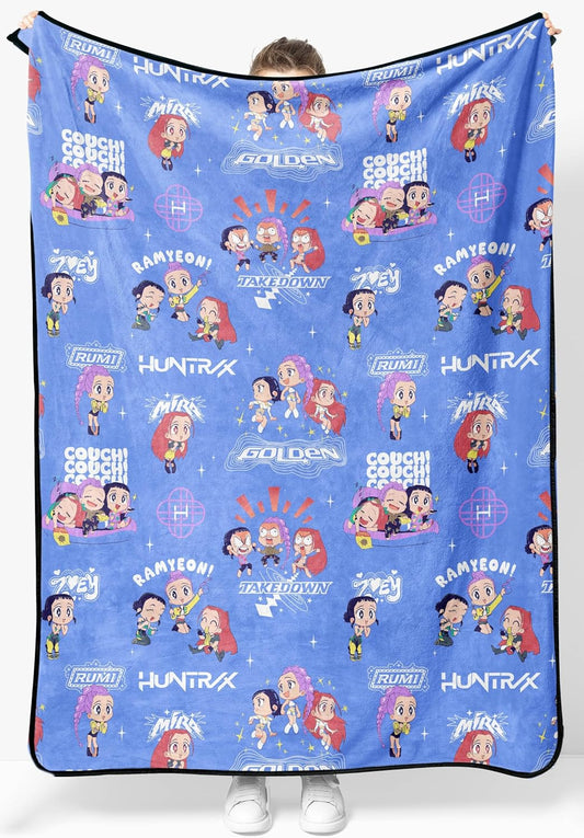 Kpop Demon Hunters Huntrix Plush Throw Blanket – Ultra Soft Fleece Kids Blanket, Purple 46x60