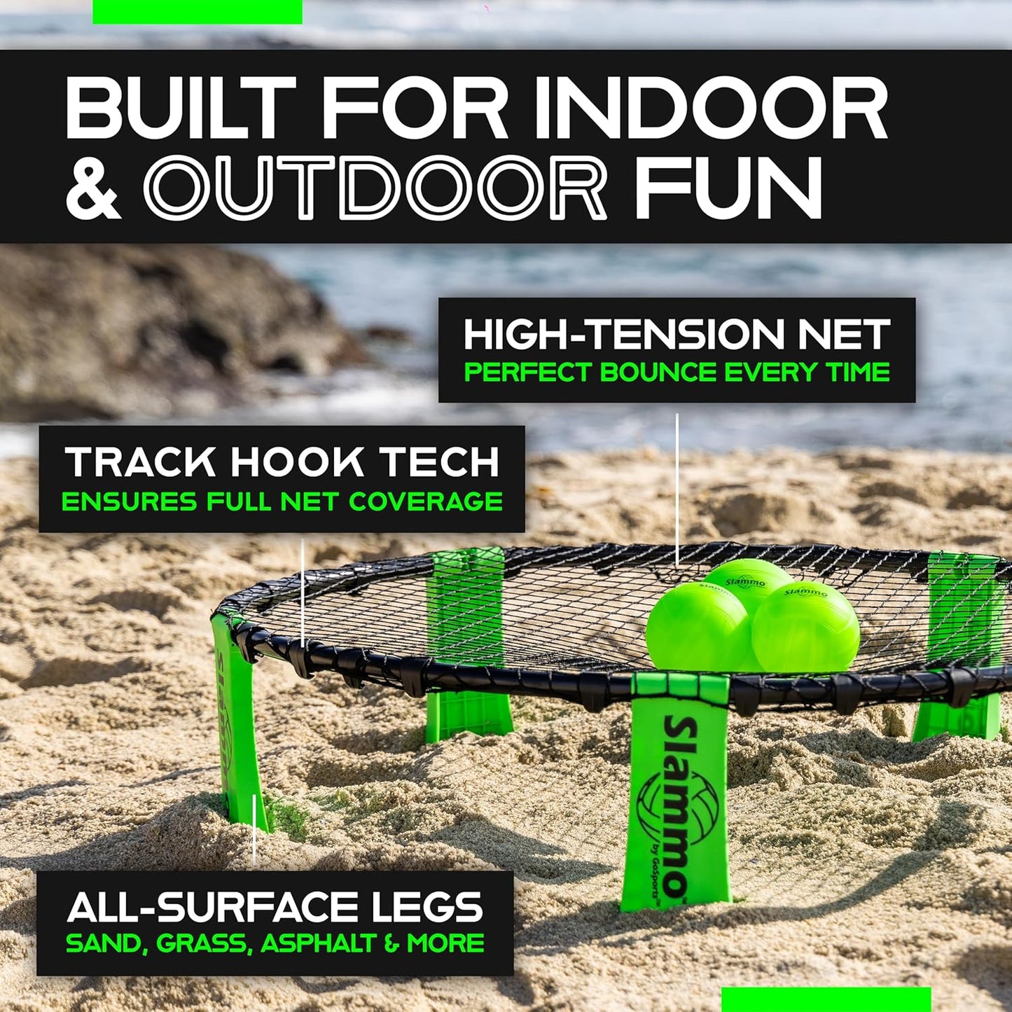 Slammo Outdoor Game Set – Fun Holiday Gift for Kids, Teens, and Family (Includes 3 Balls, Carrying Case, and Rules)