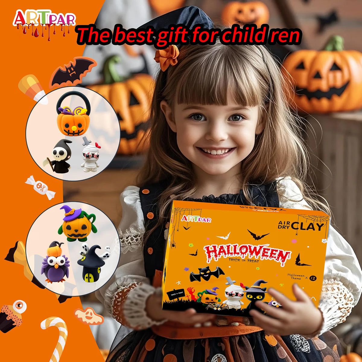 12-Box Halloween Air Dry Clay Kit for Kids – Modeling Clay Craft Set for Creative DIY Activities