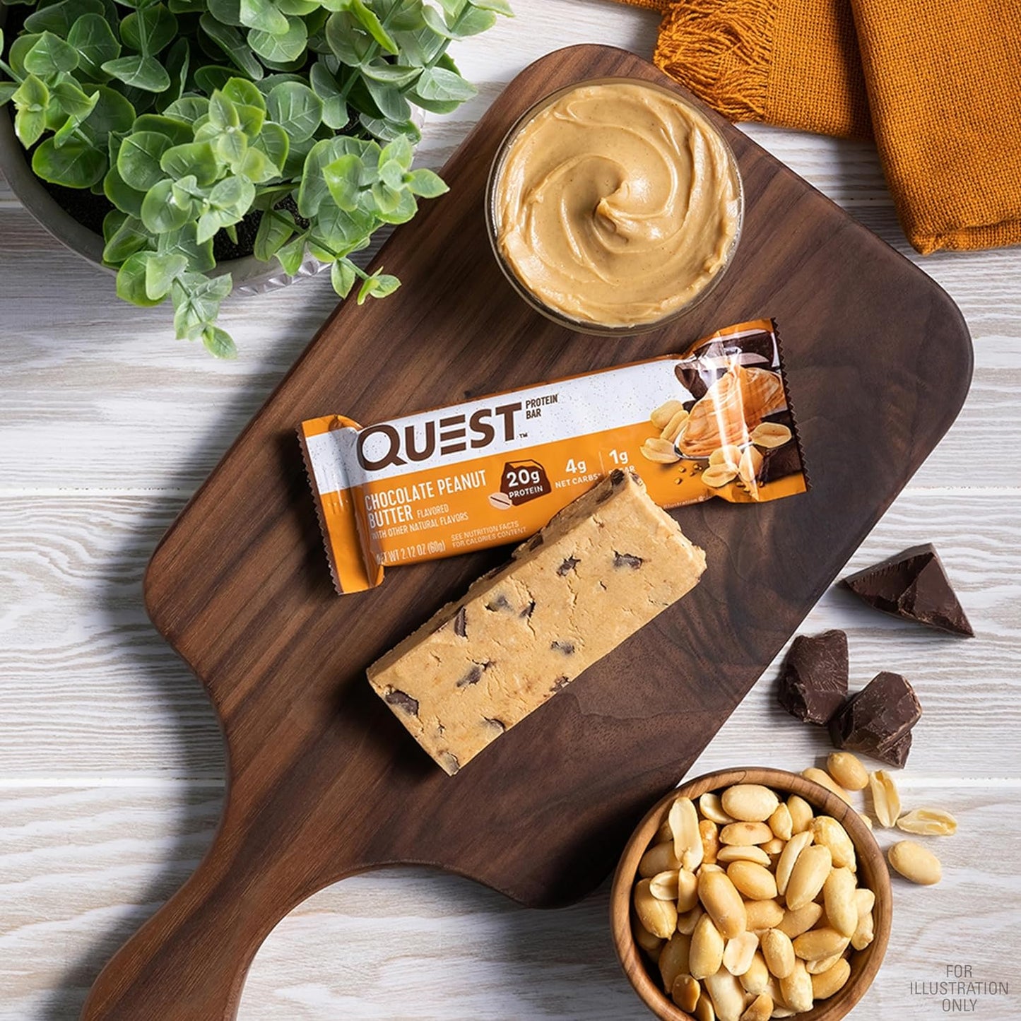 12-Count Quest Nutrition Chocolate Peanut Butter Bars – 20g Protein, 1g Sugar, Keto Friendly