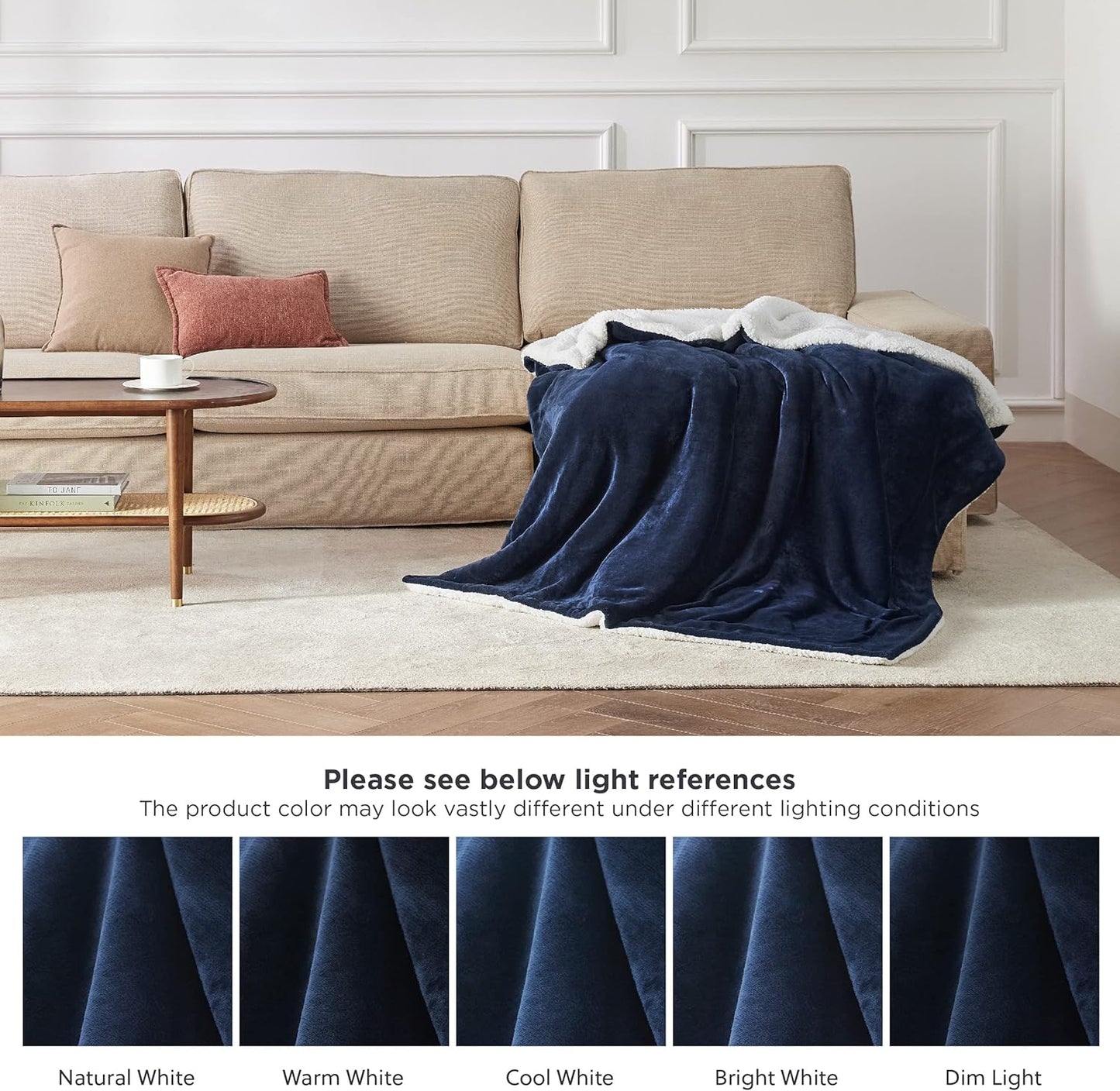 GentleSoft Sherpa Fleece Throw Blanket – Thick, Warm & Plush (Navy, 50x60")
