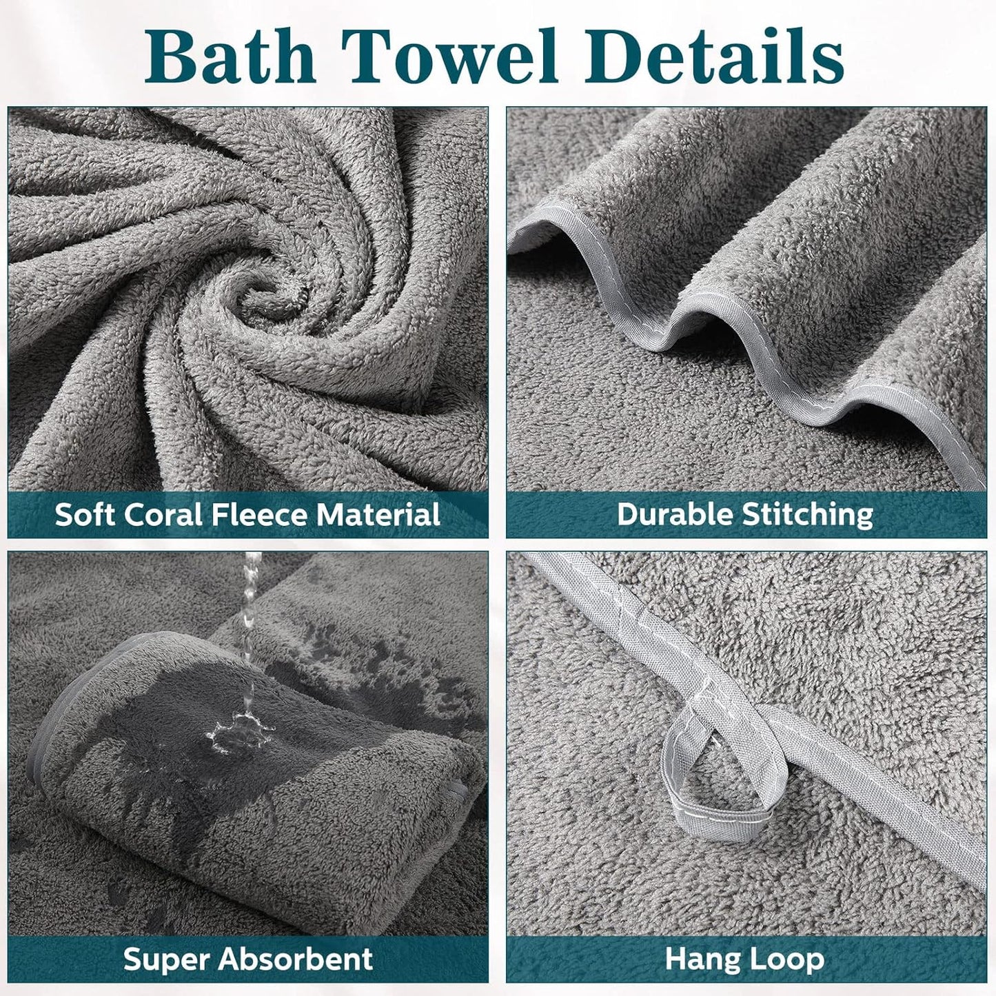 10-Piece Microfiber Coral Velvet Towel Set – Highly Absorbent for Bath, Beach, and Travel