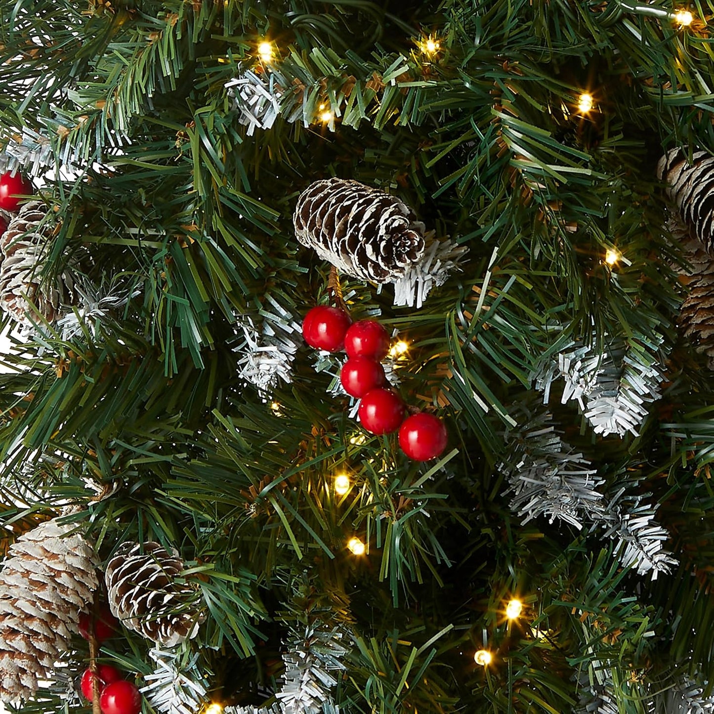 36in Pre-Lit Frosted Berry Teardrop with Pinecones and 50 LED Lights