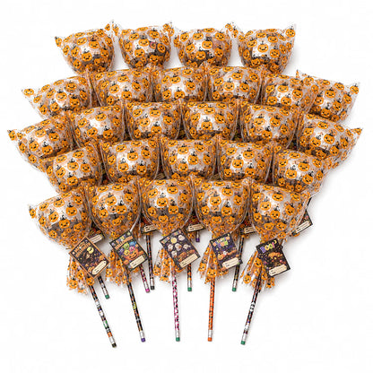 26-Pack Halloween Party Favors for Kids – Lollipop-Shaped Stationery Gift Set with Pencils, Erasers, Tattoos, Bracelets & Cards