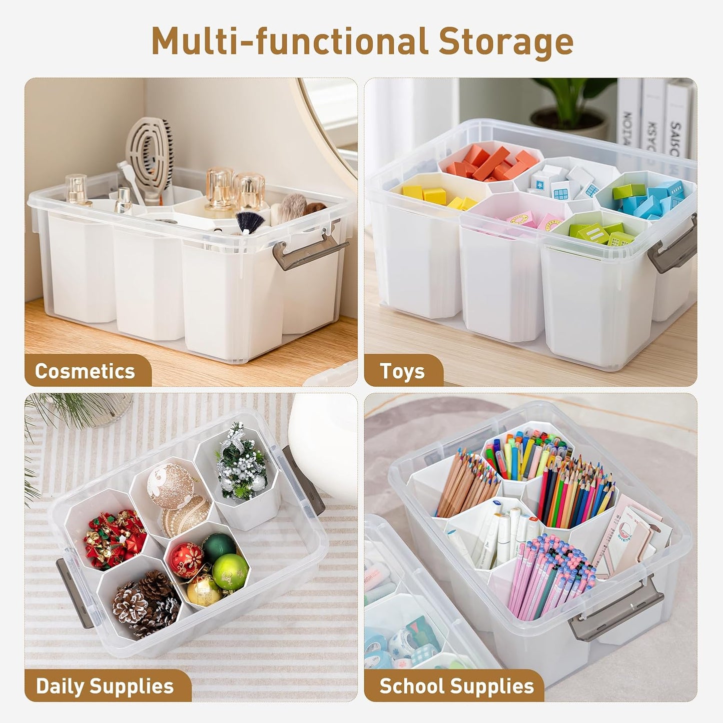 17 QT Clear Plastic Storage Bins with Lids - Stackable Multipurpose Organizer for Tools, Crafts, and More