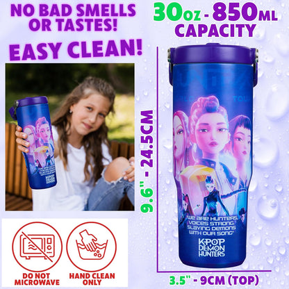 KPop Demon Hunters 30oz Tumbler with Straw & Handle – Insulated Stainless Steel Travel Mug for Girls & Teens