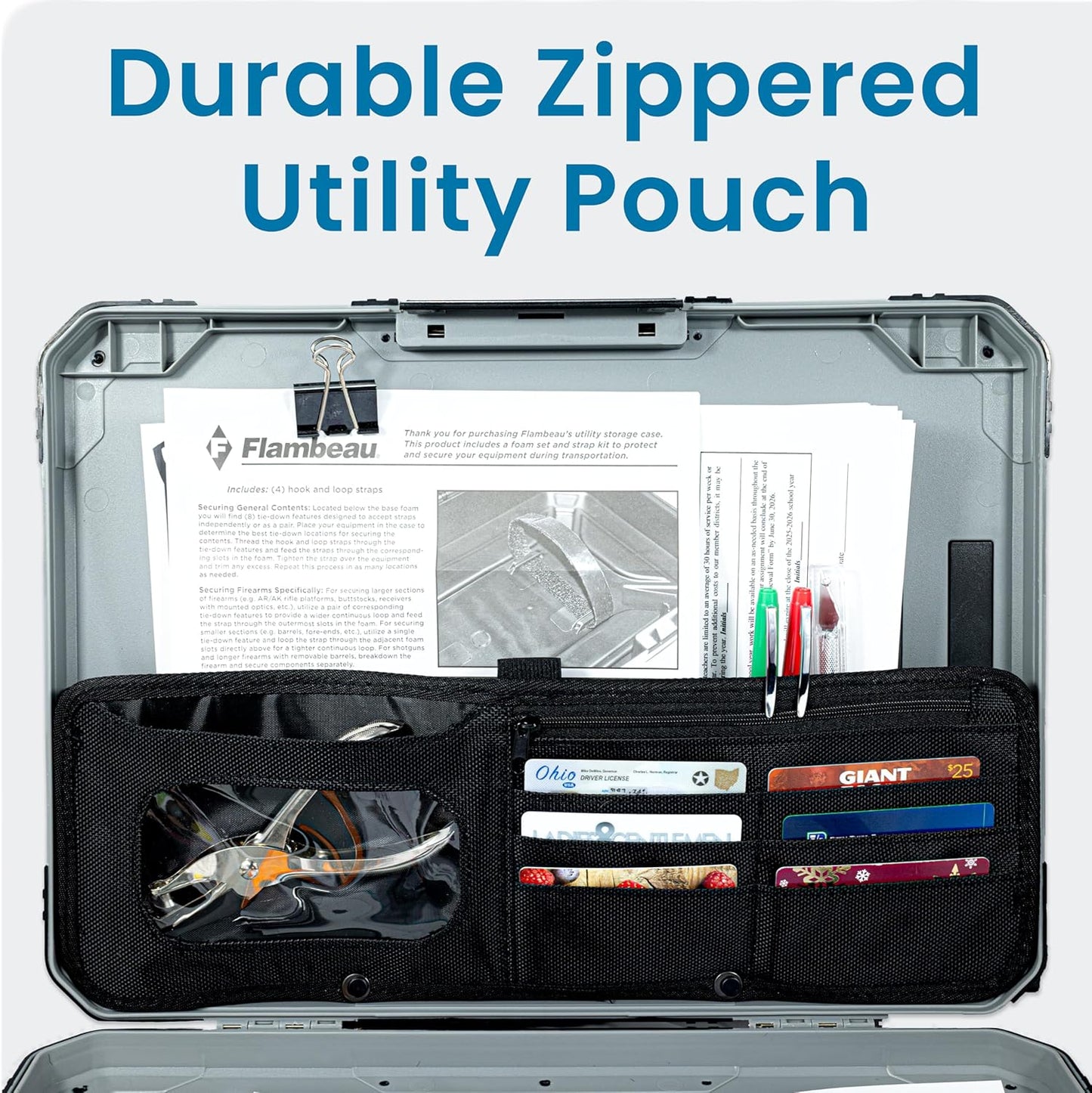 Heavy-Duty Contractor Clipboard Document Holder, Portable Storage Organizer for Papers, Receipts & Forms | Office, School & Jobsite Use, Grey