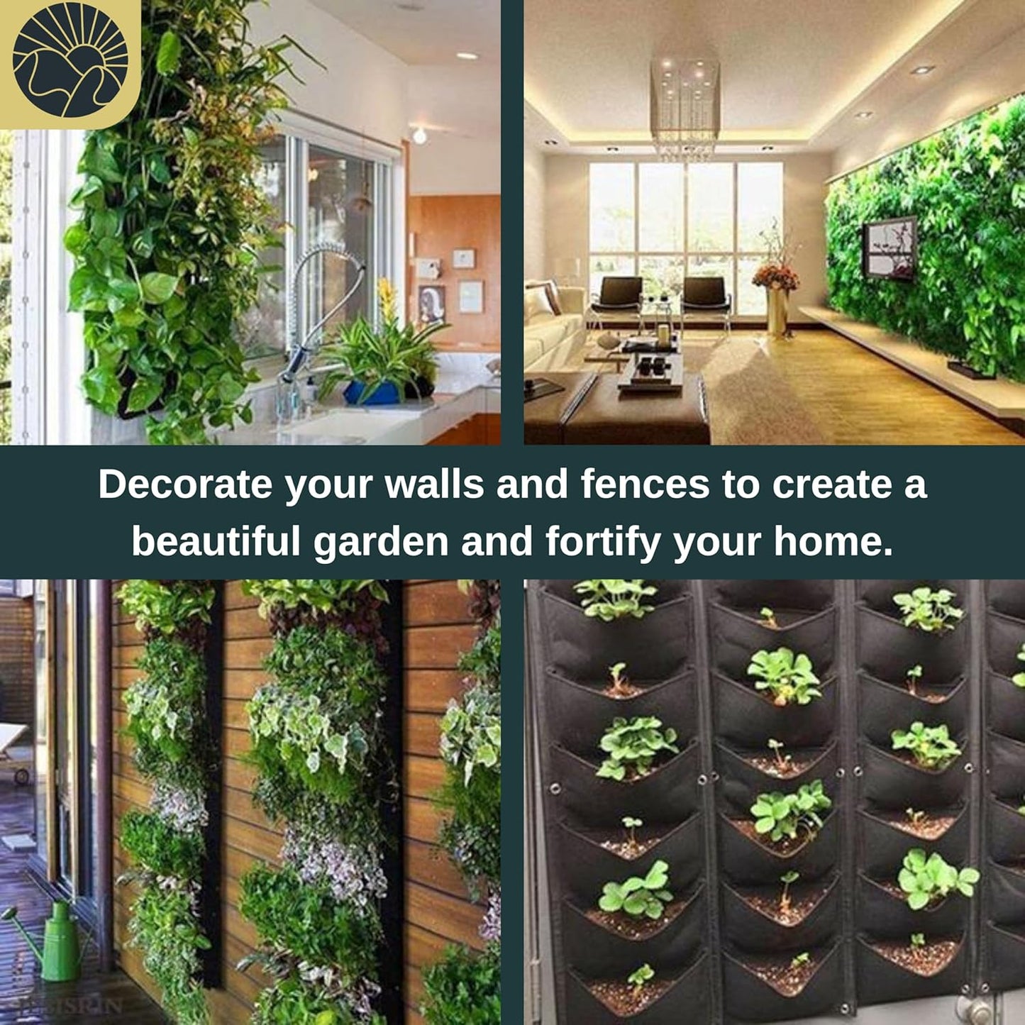 Vertical Wall Planter – 64 Pocket Living Wall Garden for Indoor & Outdoor Plants