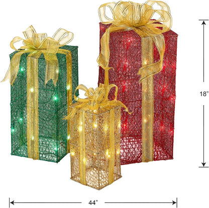 3-Piece Artificial Christmas Décor Set with Pre-Strung White Mini Lights