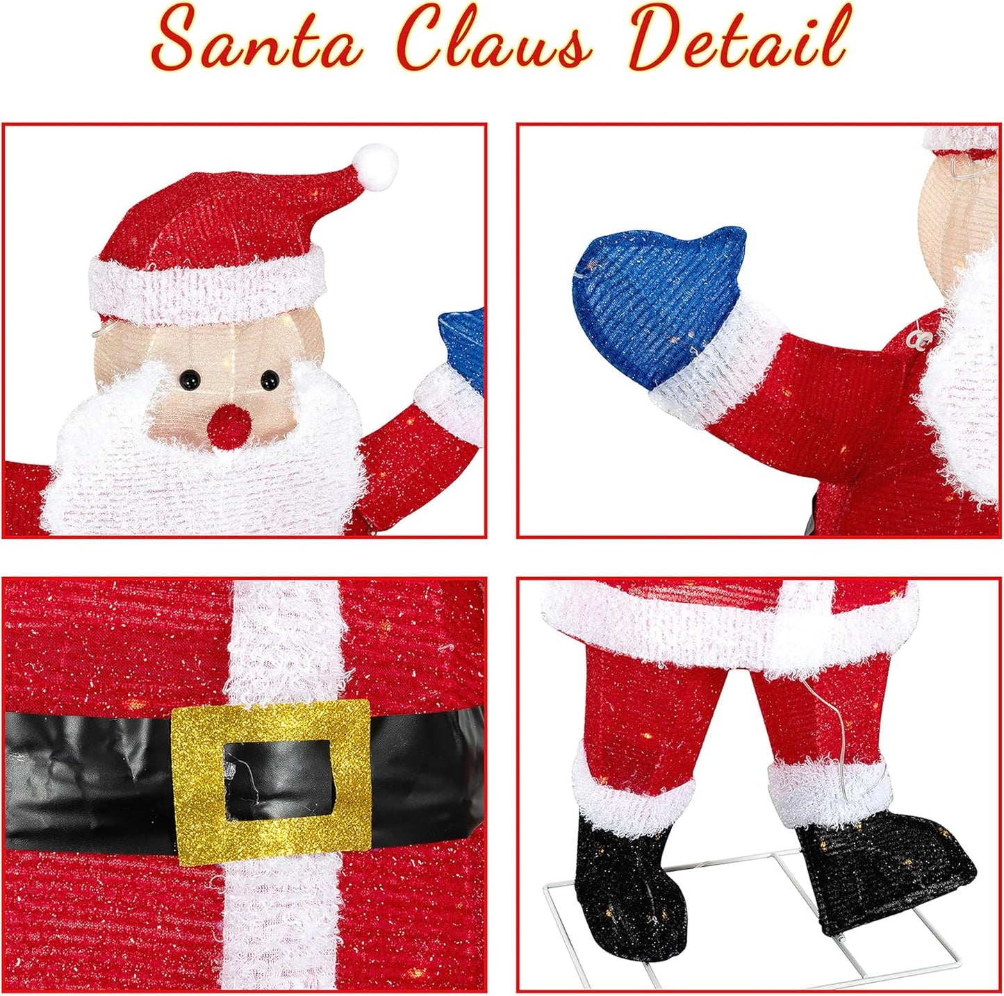 3ft Lighted Christmas Santa Claus - Outdoor Pop-up Holiday Decoration with 80 LED Lights