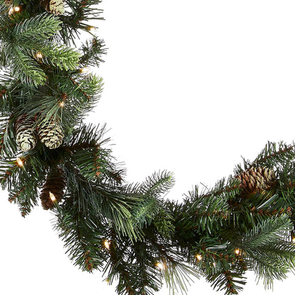 9ft Pre-Lit Carolina Pine Garland with Pinecones and 100 Lights