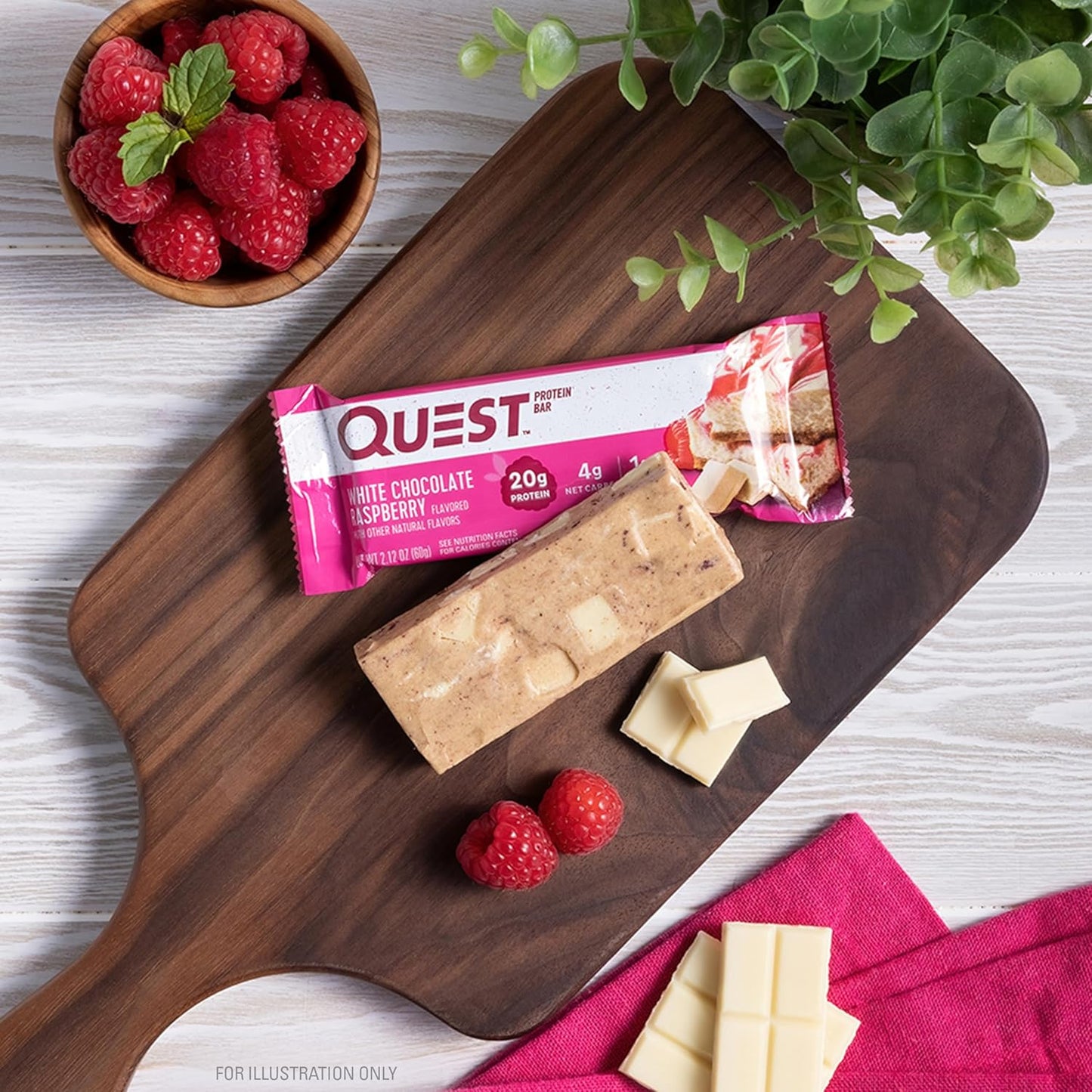 12-Count Quest Nutrition White Chocolate Raspberry – High Protein, Low Carb, Gluten-Free & Keto-Friendly