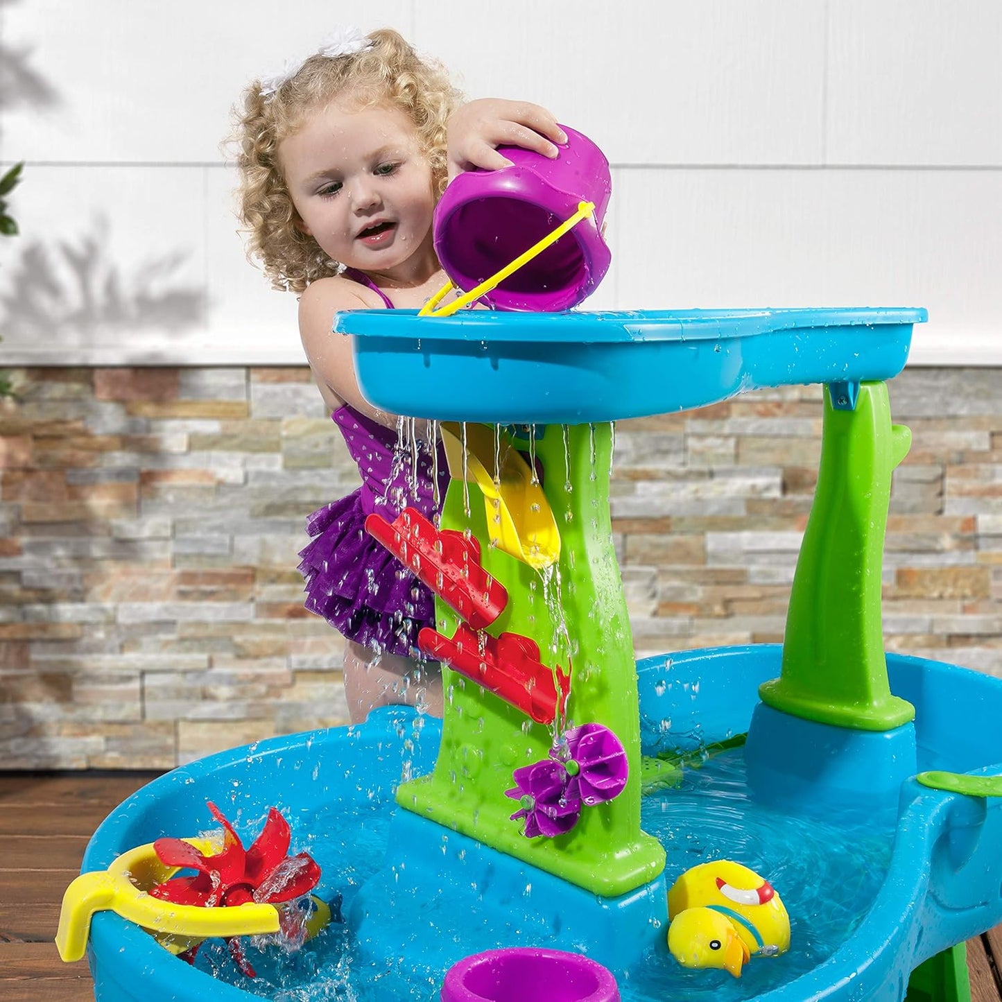 Rain Showers Splash Pond Water Table – Kids Sensory Playset with 13 Accessories (Ages 1.5+)