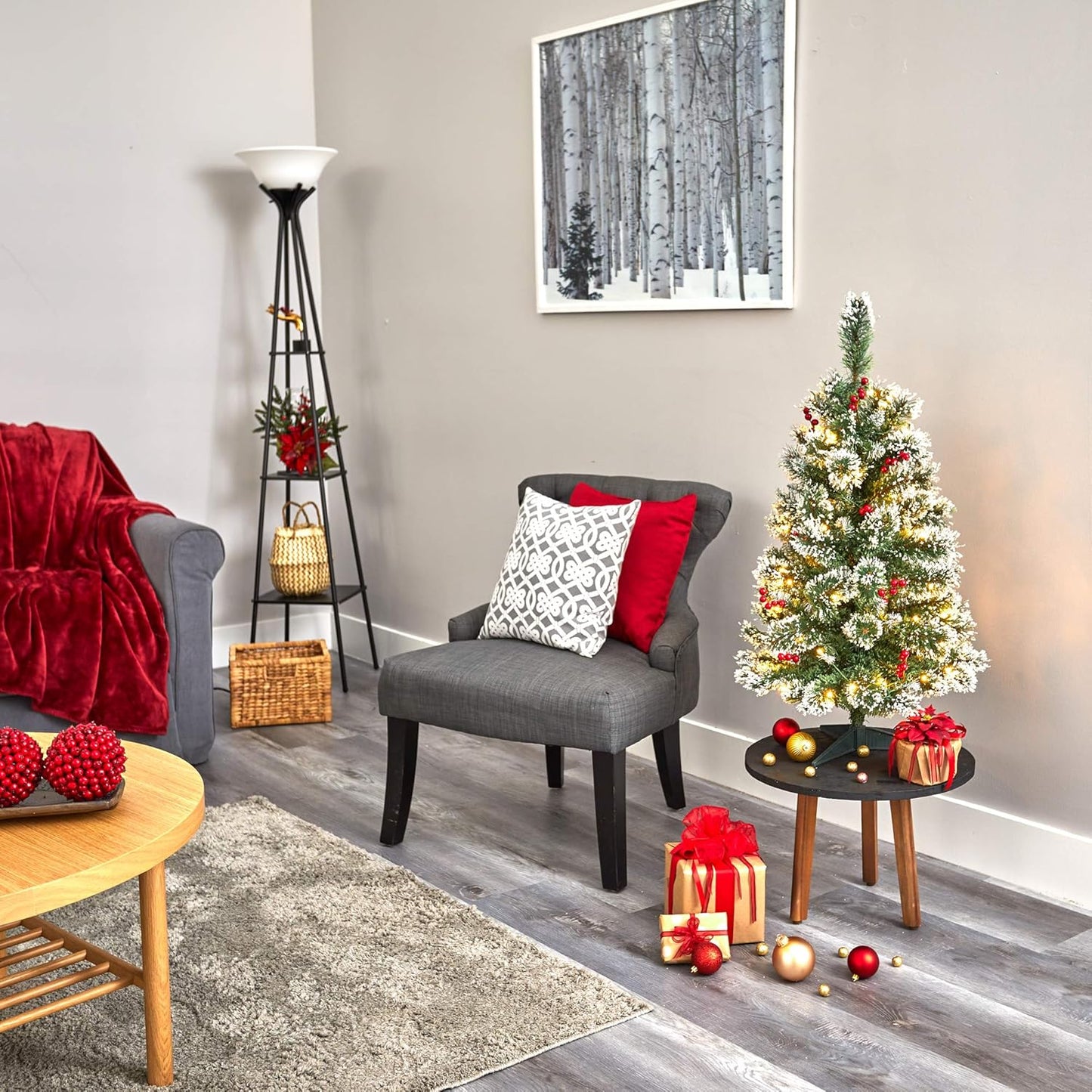 3ft Frosted Swiss Pine Tree with 50 Clear LED Lights