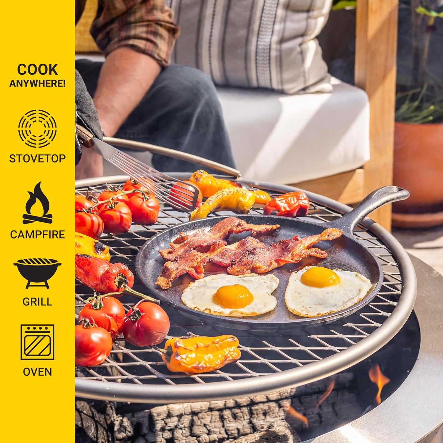Pre-Seasoned Cast Iron Round Griddle – 10.5-Inch, Stovetop to Campfire Ready
