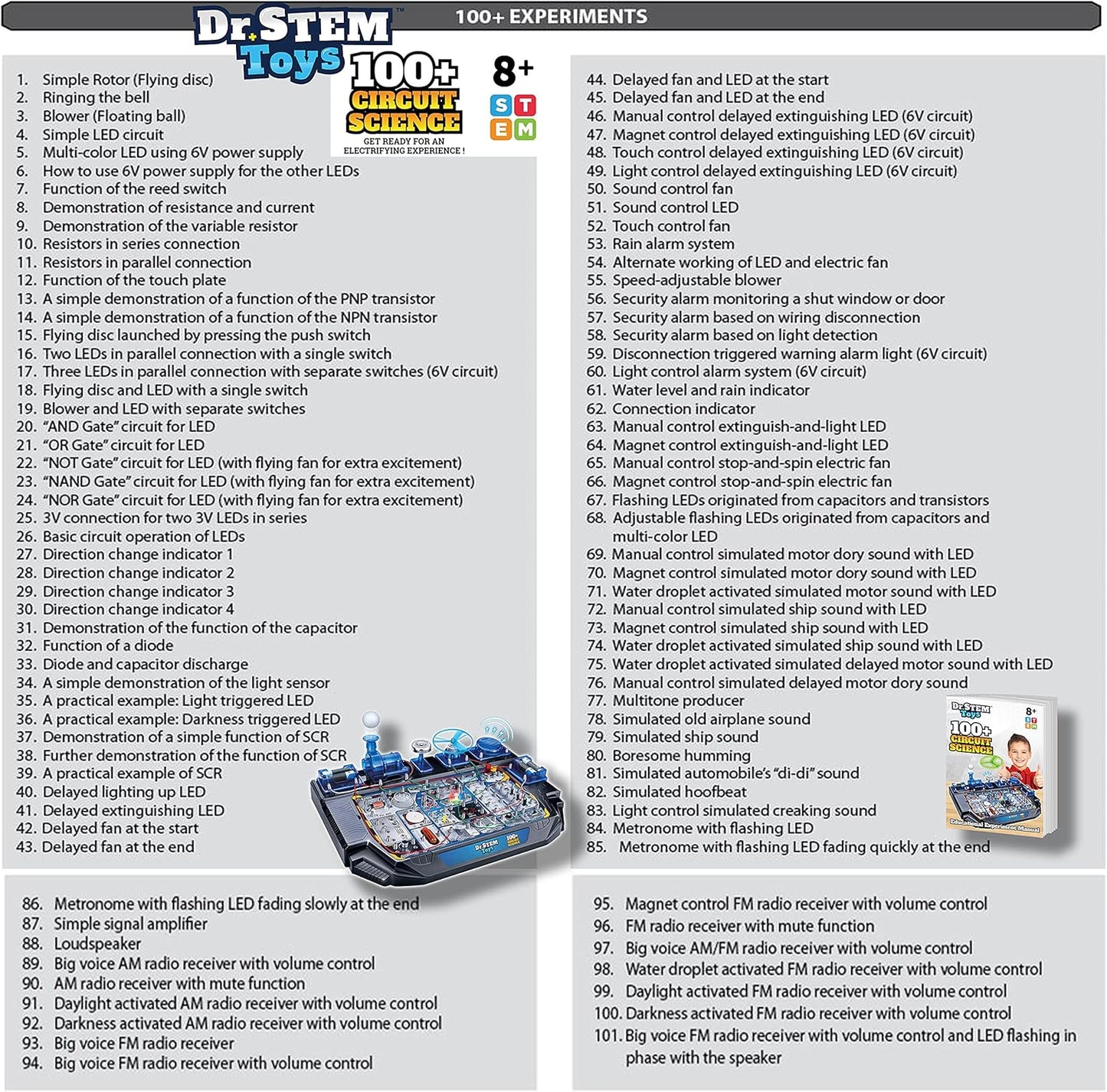 Dr. STEM Circuit Science Kit – 100+ Electrical Experiments with Lights, Sounds & Action (Ages 8+)