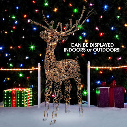 35" Lighted Rattan Reindeer Christmas Yard Decoration - Brown