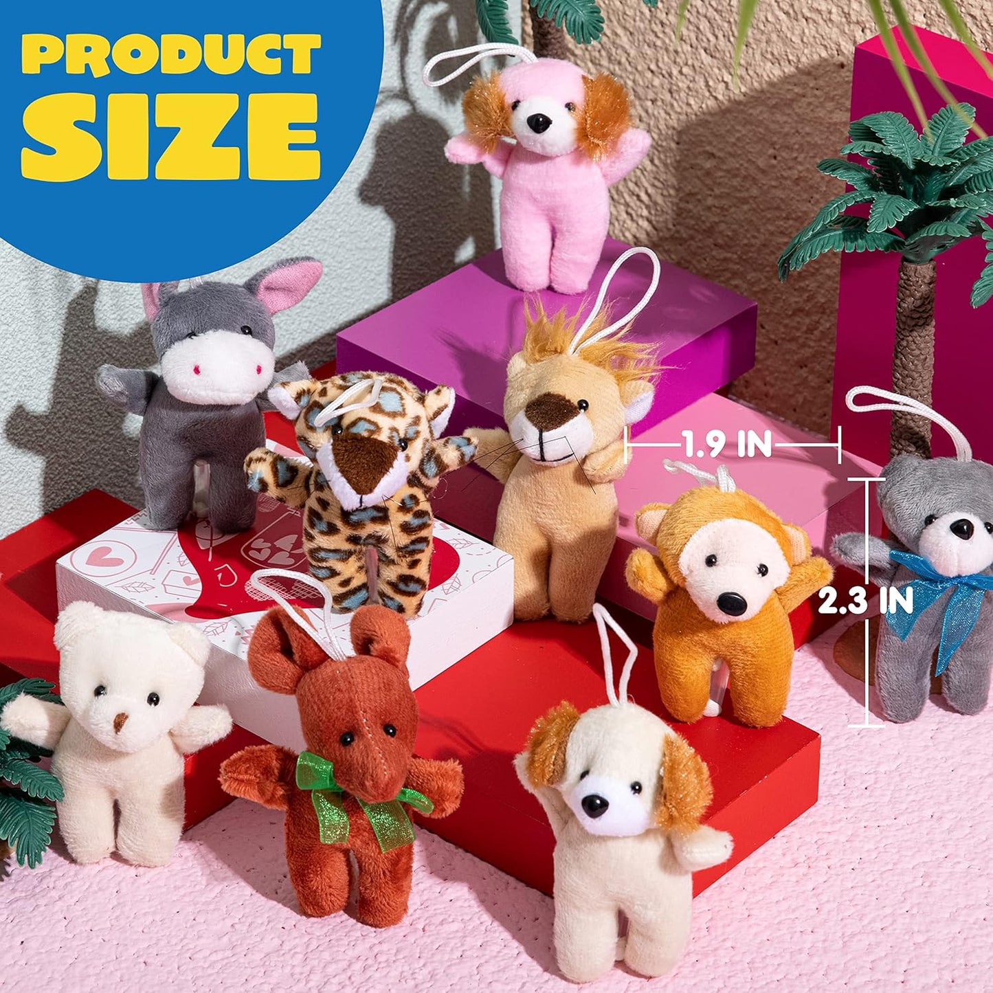 24-Pack Mini Animal Plush Toys - 3" Keychain Decorations for Kids