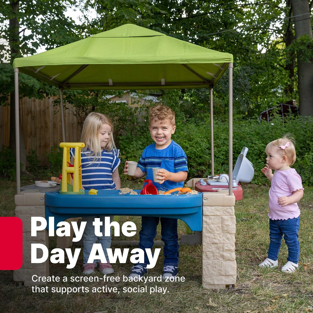 All Around Playtime Patio with Canopy – Interactive Shaded Outdoor Playhouse for Multiple Toddlers, 60" x 47.5" x 47.5