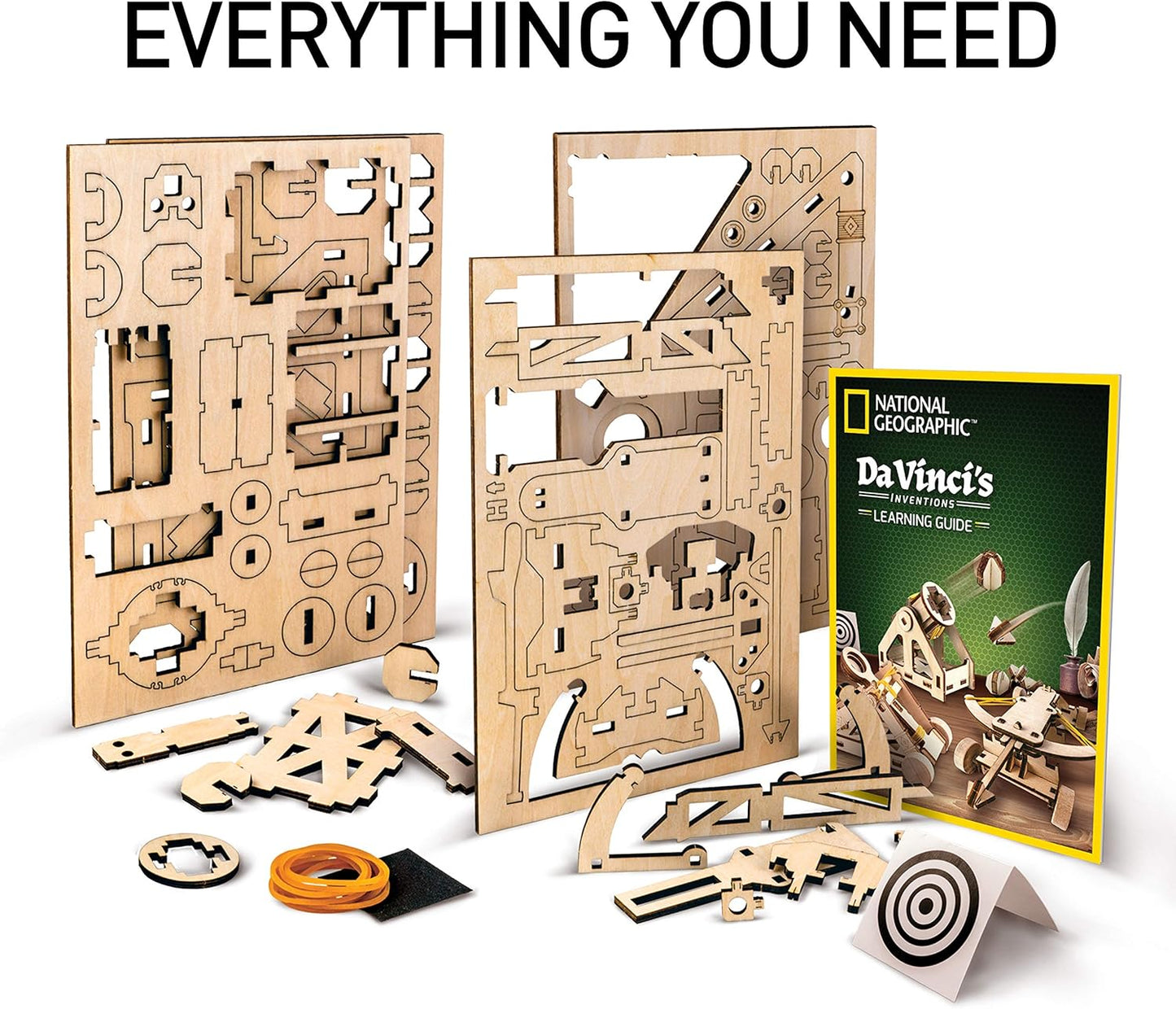 National Geographic Da Vinci Catapult Kit – Wooden 3D Puzzle & STEM Engineering Model for Kids