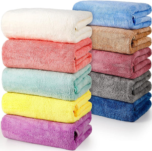10-Piece Microfiber Coral Velvet Towel Set – Highly Absorbent for Bath, Beach, and Travel