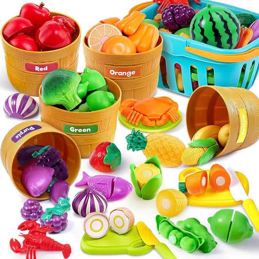 Learning Toys Play Food Set Kitchen Accessories Color Sorting Toys for Toddlers