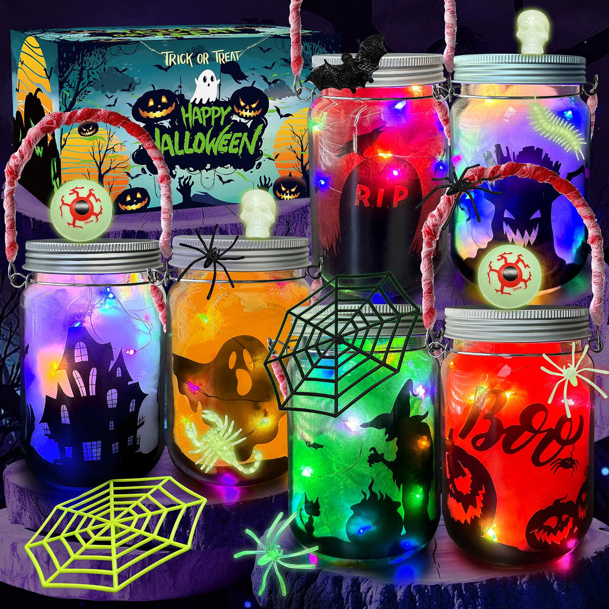 6-Piece Halloween Lantern Craft Kit for Kids – DIY Art Project & Party Activity for Ages 6–12, Basket Stuffer Gifts