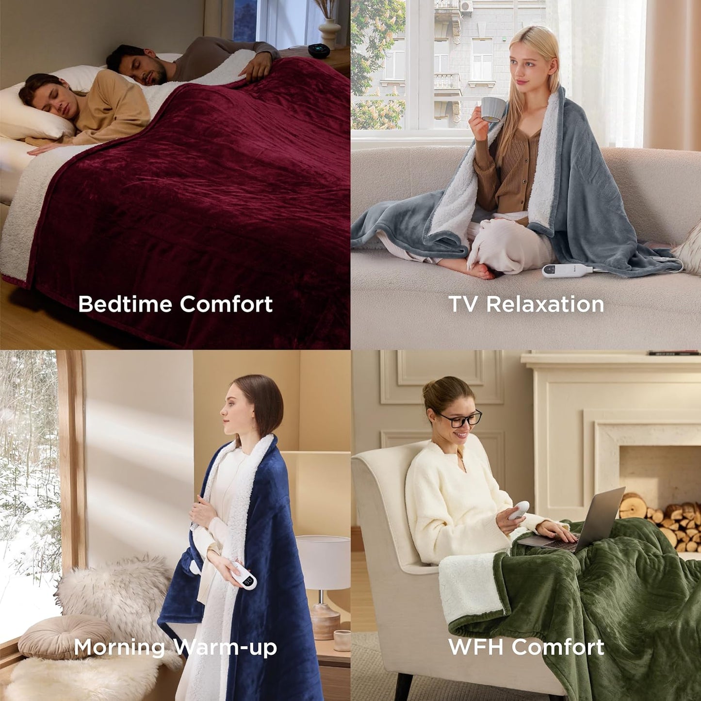 Heated Throw Blanket – Fast-Heating Electric Flannel with Timer & 6 Heat Levels (50" x 60", Grey)