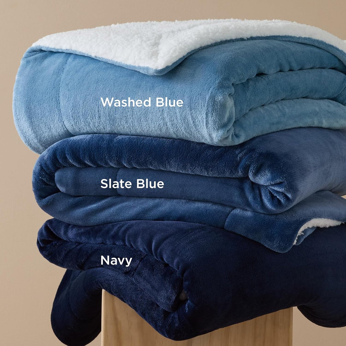 GentleSoft Sherpa Fleece Throw Blanket – Thick, Warm & Plush (Navy, 50x60")