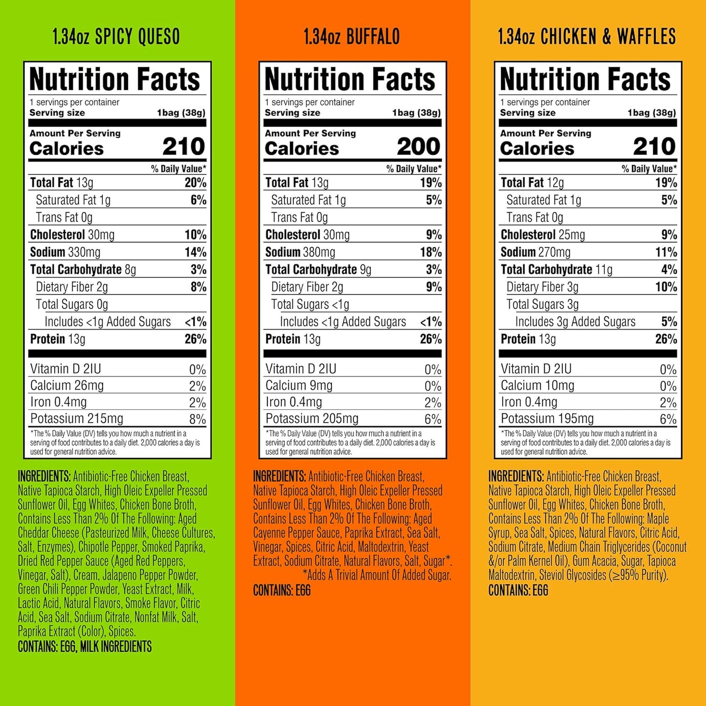 Protein Chips Variety Pack – High Protein, Low Carb Keto Snacks – Gluten-Free, Made with Real Ingredients – 1.34 oz Bags (Pack of 12)